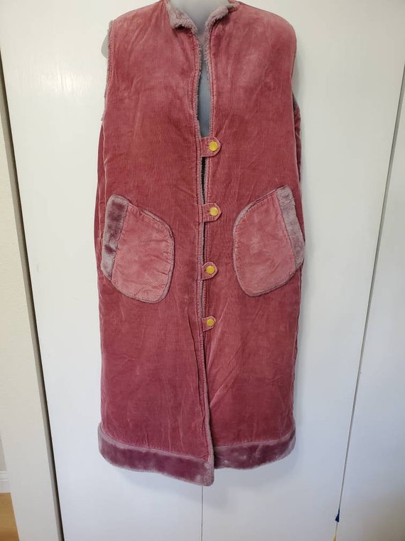 Vintage Dusty Rose Corduroy Long Bohemian Vest