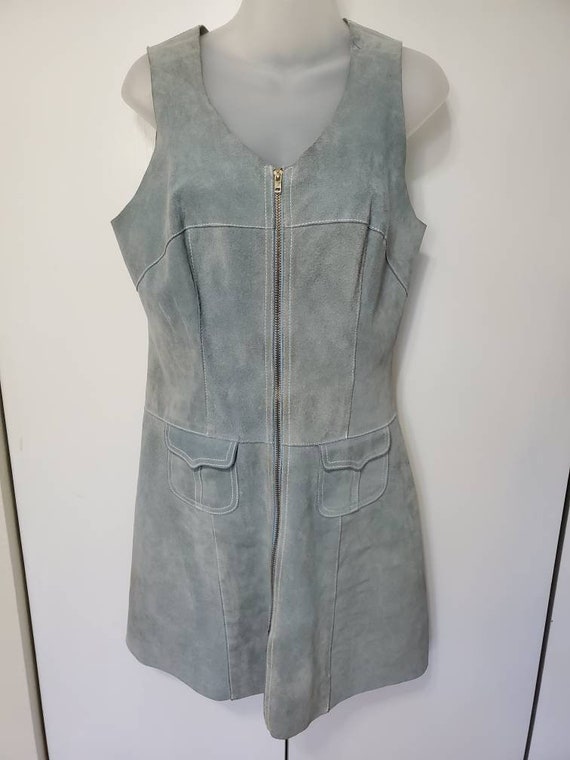 70's Light Blue Suede Mini Dress