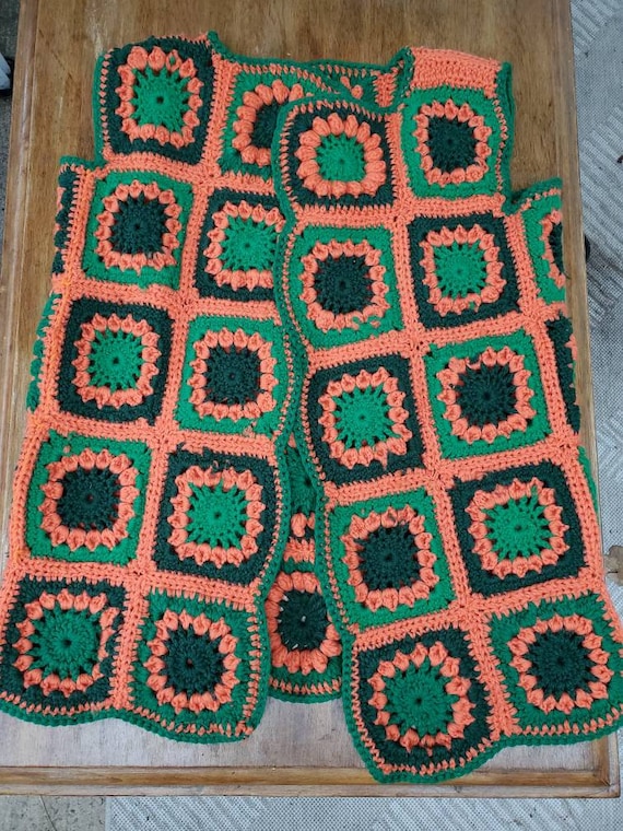 70's Hand Crochet Granny Square Vest