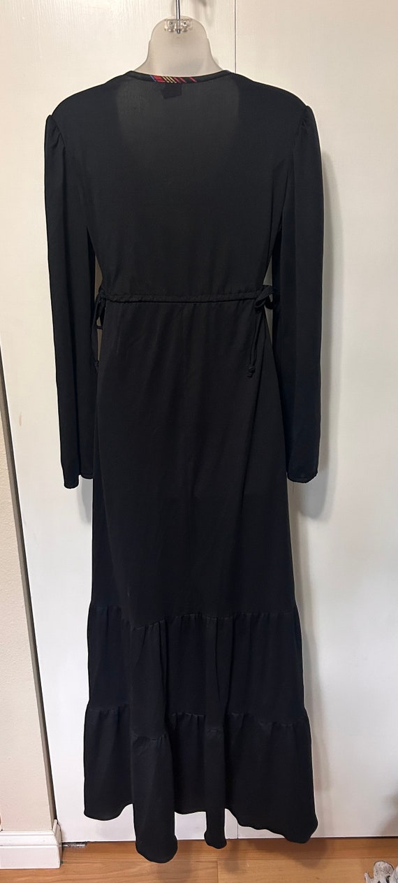 70’s Lace Up Black Maxi Prairie Dress - image 5