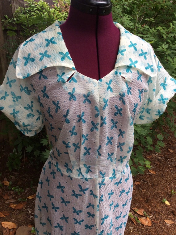 40's Sheer Mod Butterfly Dress - image 2