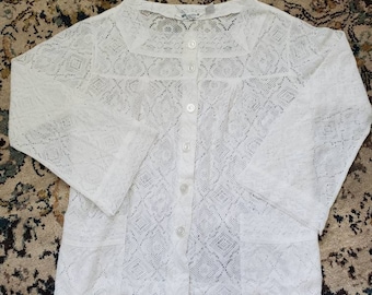 70's Floral Knit Tunic with Bell Sleeves