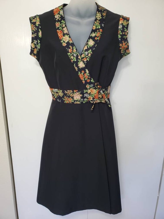 Vintage Quilted Trim Wrap Dress