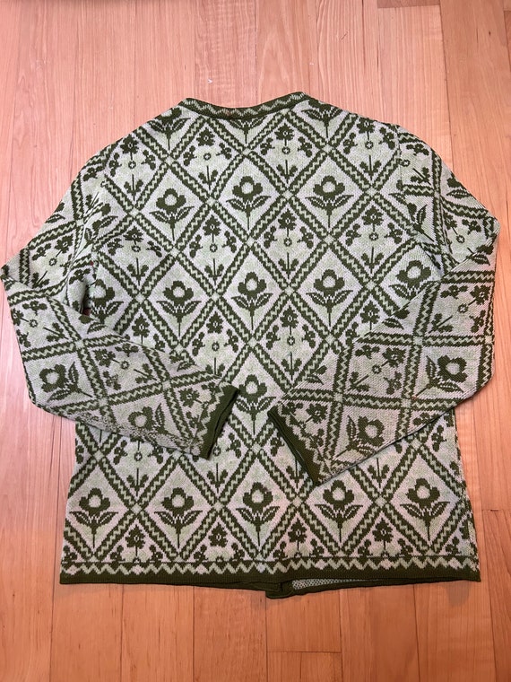 Vintage Jacquard Crew Neck Knit Cardigan