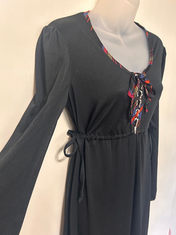 70’s Lace Up Black Maxi Prairie Dress - image 2