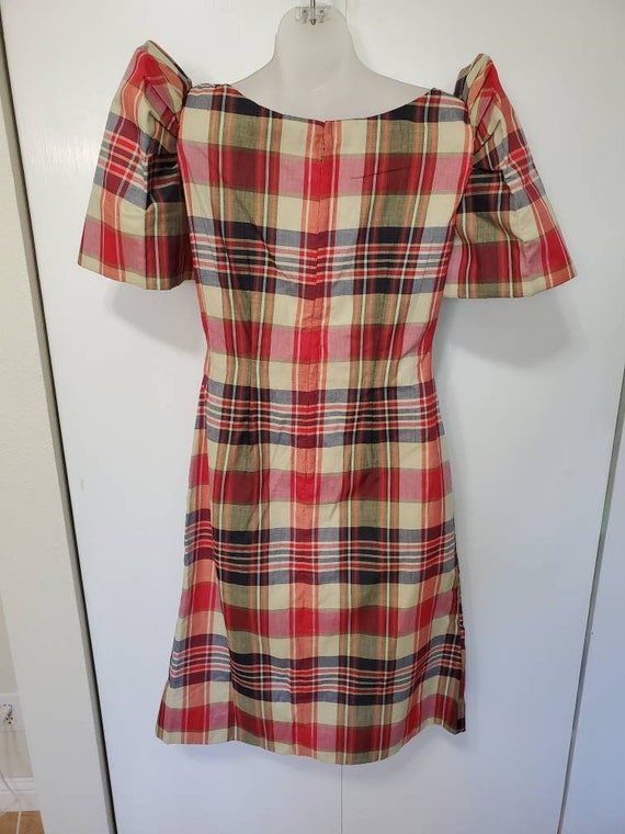 Vintage Handmade Plaid Dress with Huge Sleeves - image 5