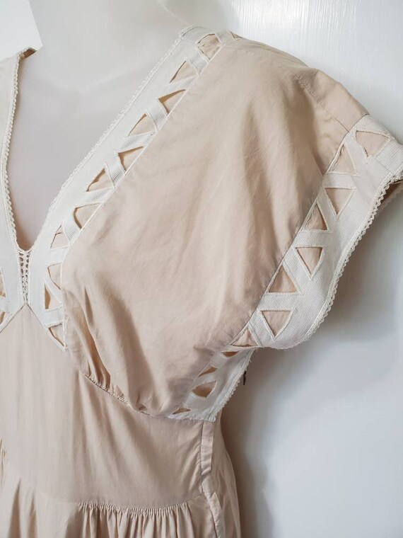 Handmade 60's Geometric Cream Lace Dress - image 3