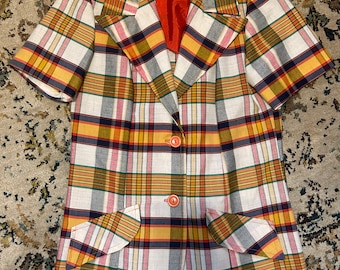 Vintage Union Made Plaid Button Up Blouse