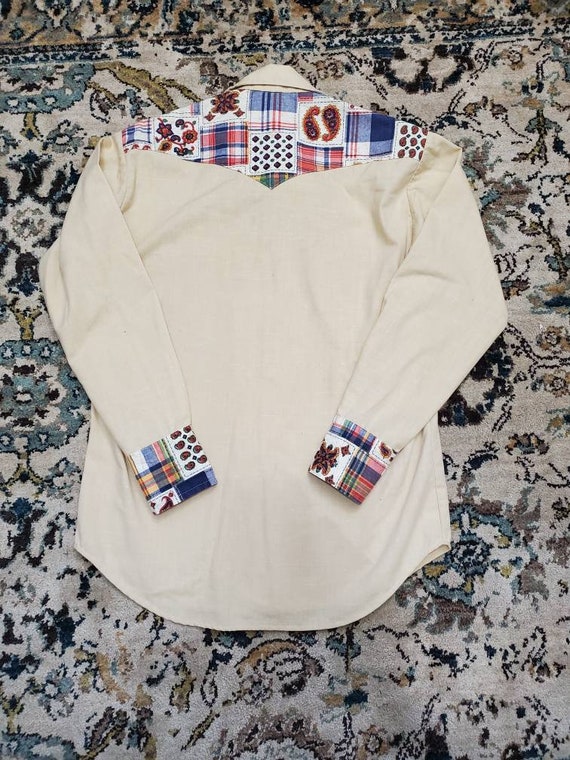 70's Handmade Patchwork Western Shirt - image 5