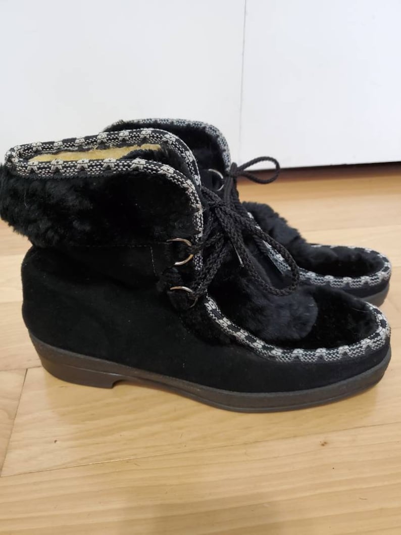 70's Snowland Faux Fur Moccasin Snow Boots image 1