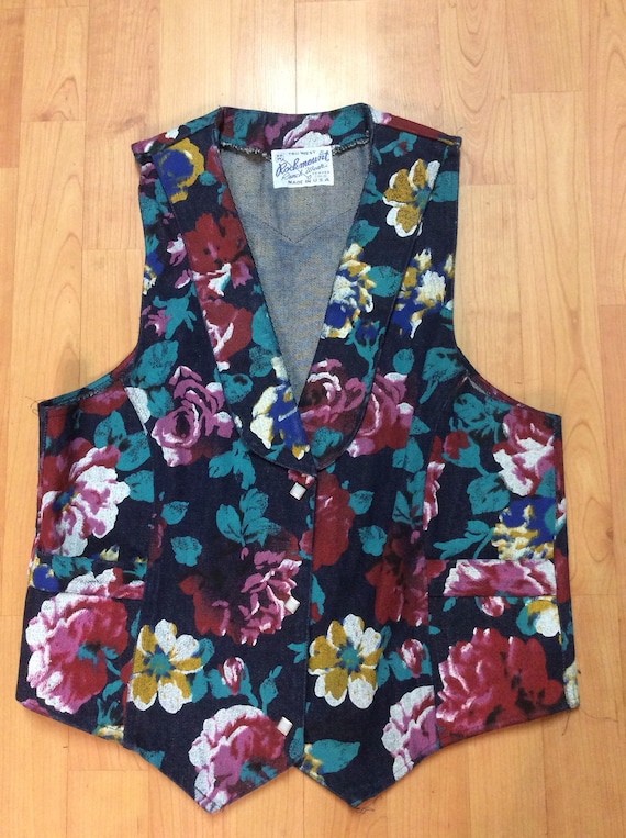 Vintage Hand Painted Rockmount Ranch Wear Denim Vest