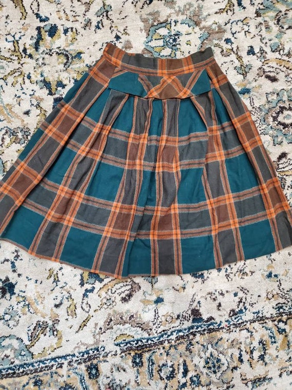 70's Handmade Plaid Wool Ruffle Mini Skirt - image 3