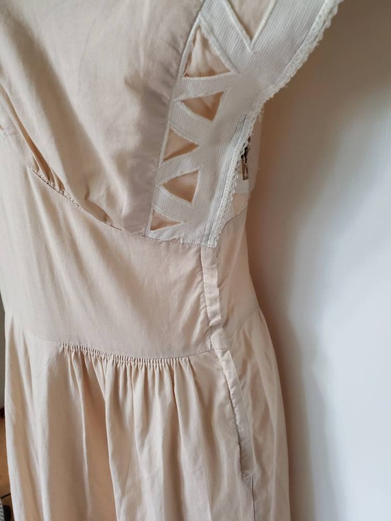Handmade 60's Geometric Cream Lace Dress - image 5