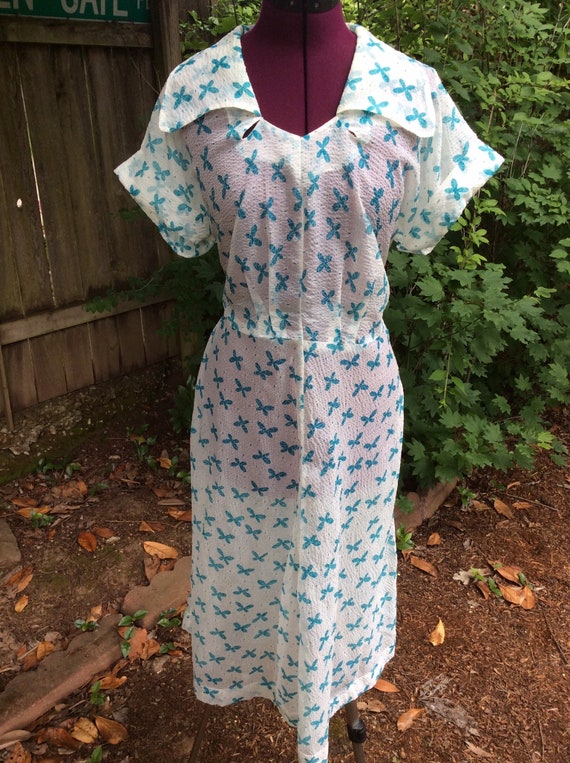 40's Sheer Mod Butterfly Dress