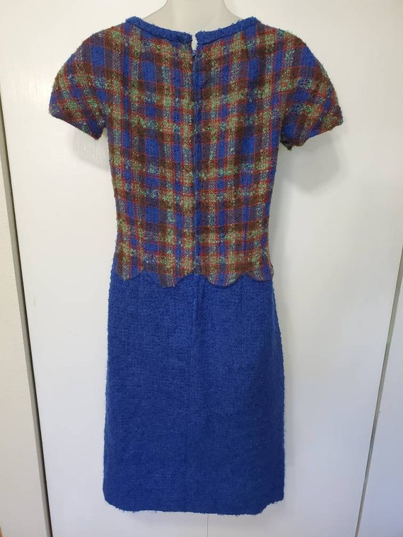 Vintage Handmade Scalloped Wool Plaid Dress