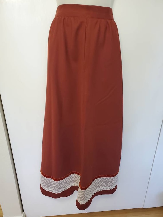 70's Handmade Lace and Velvet Maxi Skirt - image 1