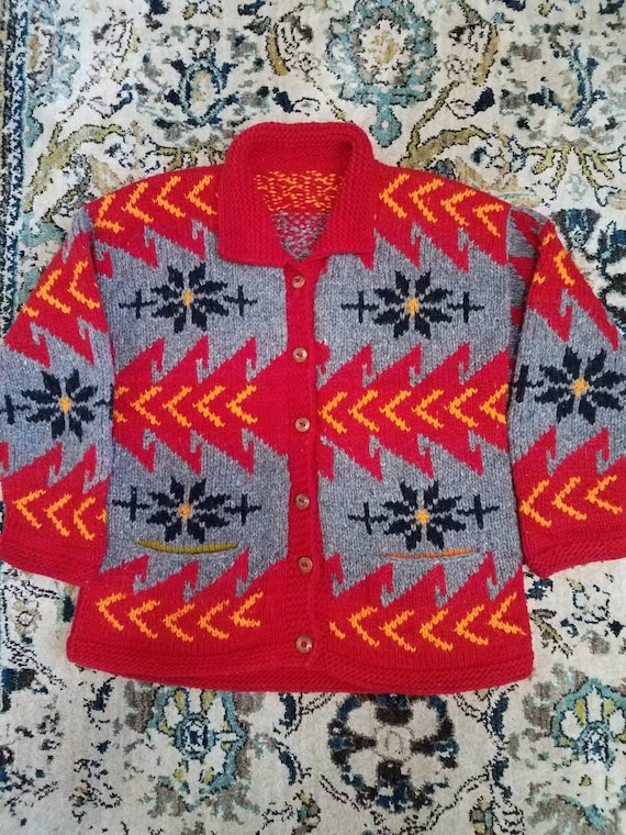 Vintage Handknit Wool Cardigan