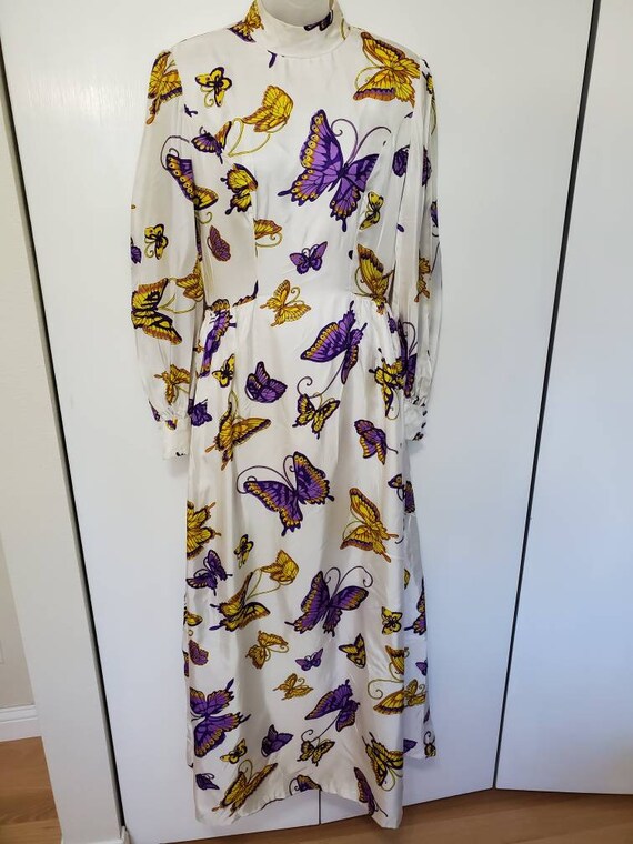 Vintage Mod Butterfly Maxi Dress