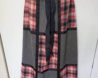 70's Mr. Hank Patchwork Wool Plaid Maxi Skirt