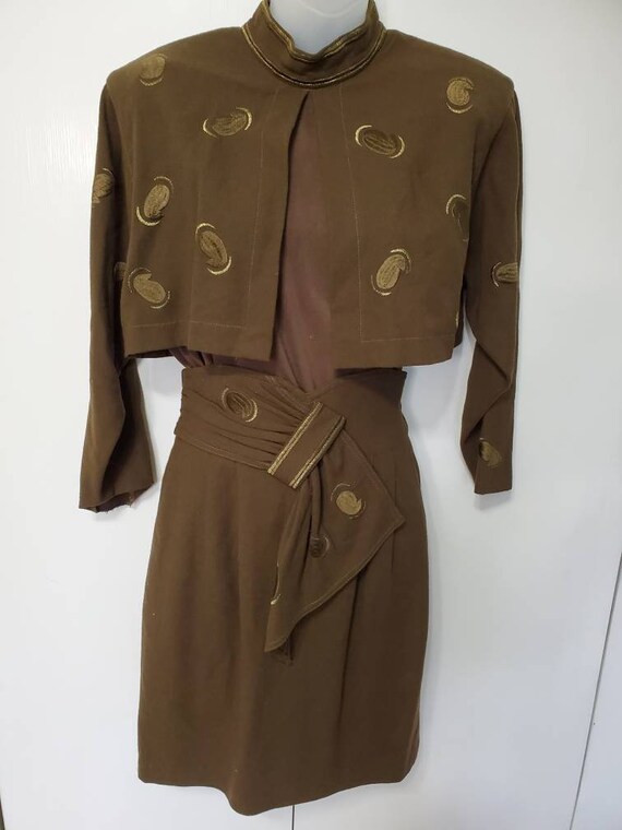 Vintage Olive 2 - Piece Mid Century Mod Skirt Set