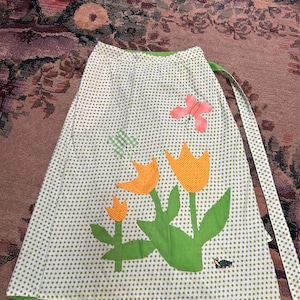 REVERSIBLE Vintage Wrap Skirt Strawberries and Flowers