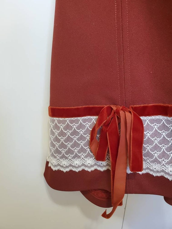 70's Handmade Lace and Velvet Maxi Skirt - image 2