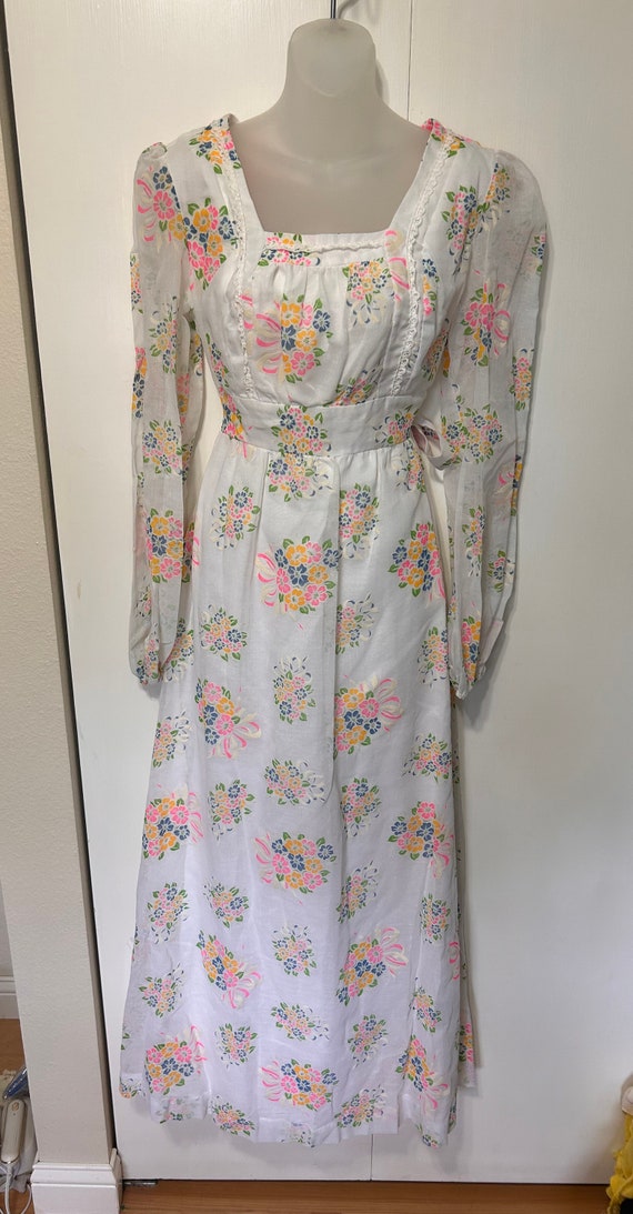 70’s Floral Flocked Montgomery Ward Prairie Dress