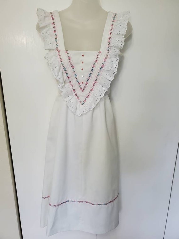 70's Handmade Floral and Lace Bohemian Dress - image 1