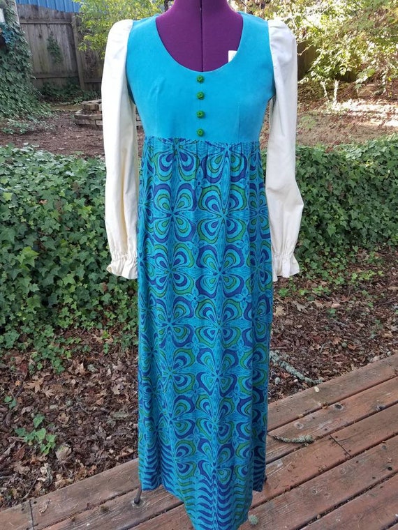 Vintage Handmade Velvet and Floral Prairie Dress