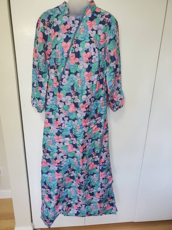 60's Handmade Puffy Silk Floral Dress