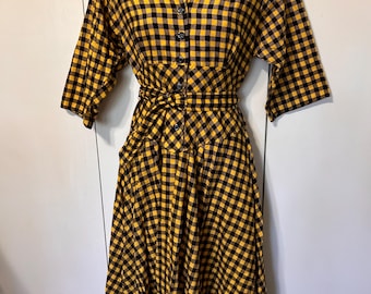 80’s Yellow Plaid Flannel Skater Dress