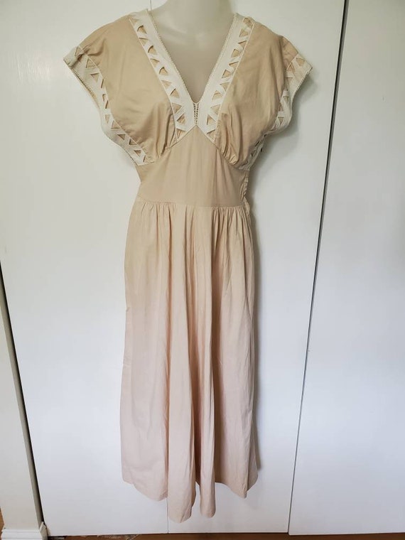 Handmade 60's Geometric Cream Lace Dress - image 1
