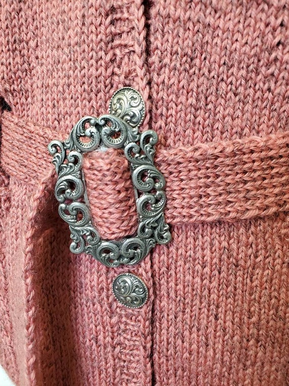 Vintage Rose Wool Belted Cardigan Vest - image 5