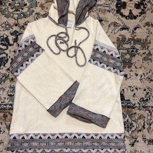 70-tals Cuddle Knit Aztec Print Huvtröja