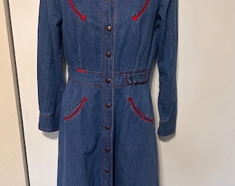 70’s Plain Jane Denim Western Dress