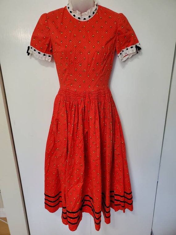 Vintage Floral and Lace Smocked Maxi Dress - image 1