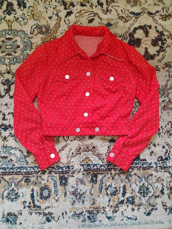 Vintage Handmade Polka Dot Cropped Jacket - image 1