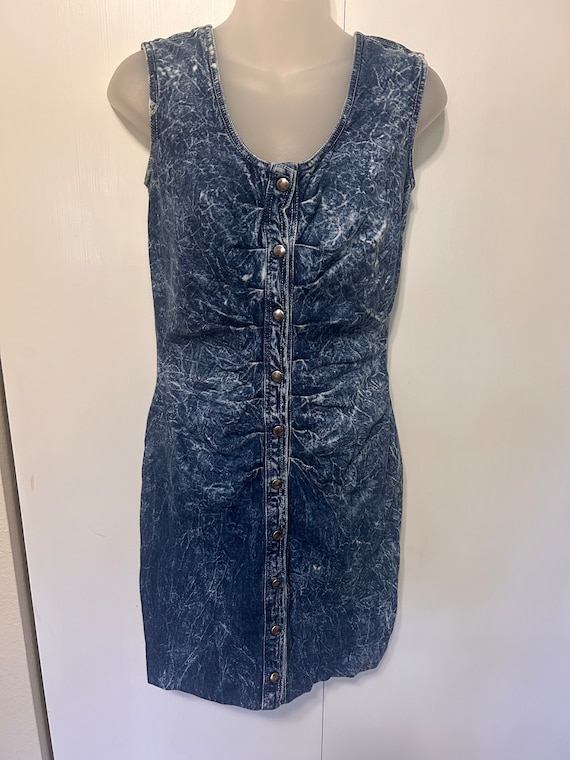 Vintage Acid Wash Bodycon Dress - image 1