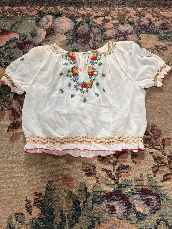 30’s/40’s Embroidered Hungarian Blouse - image 1