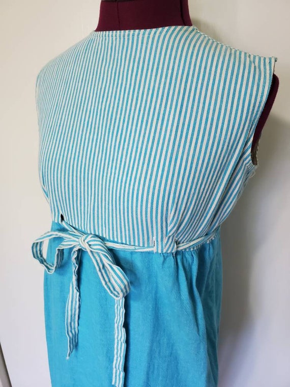 Vintage Sky Blue Striped Dress - image 2
