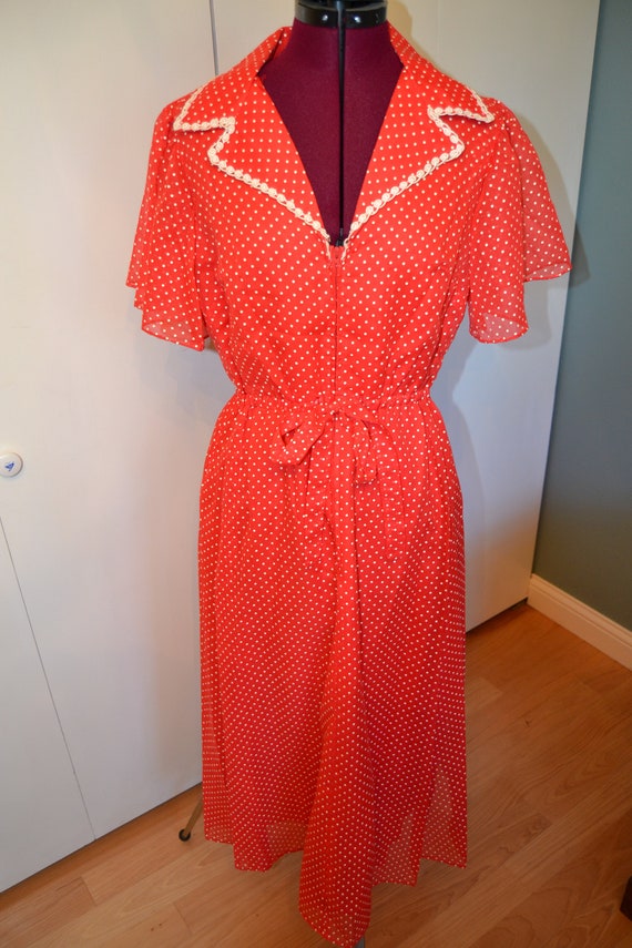 50's/60's Red and White Polka Dot Dress