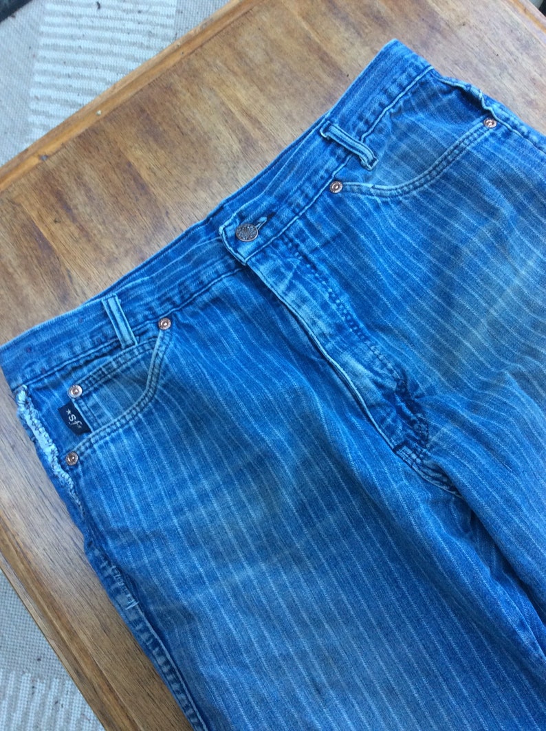 Vintage Sticky Fingers Distressed Pinstripe Jeans Etsy