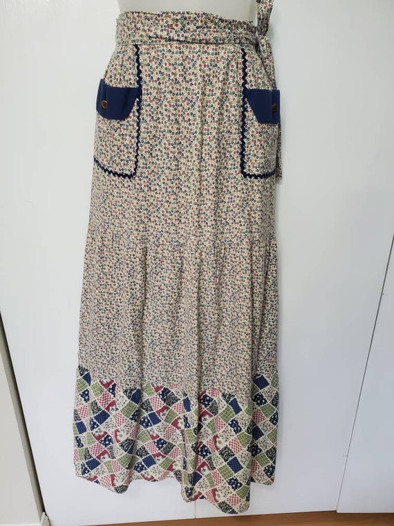 Vintage Handmade Floral Maxi Wrap Skirt