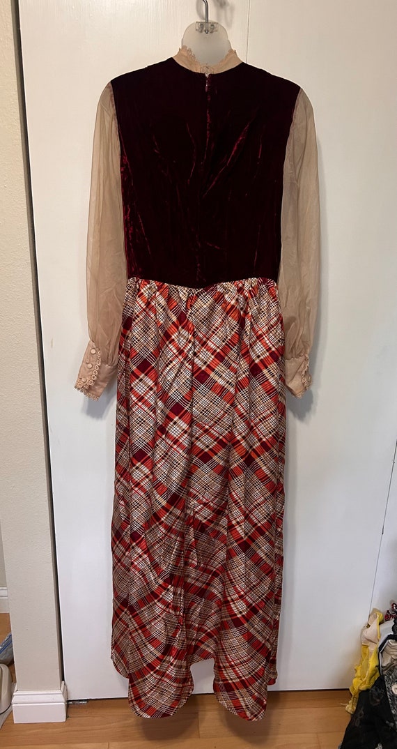 70’s Handmade Velvet and Lace Prairie Dress - image 6