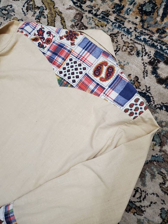 70's Handmade Patchwork Western Shirt - image 6