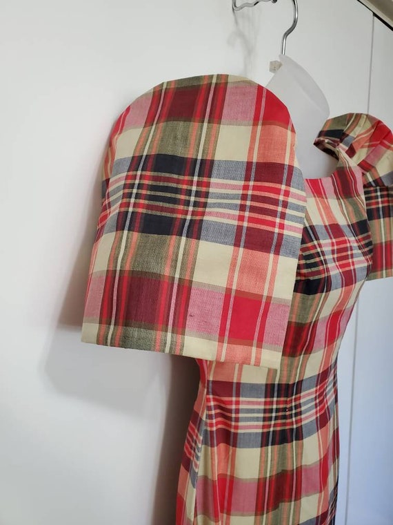 Vintage Handmade Plaid Dress with Huge Sleeves - image 3