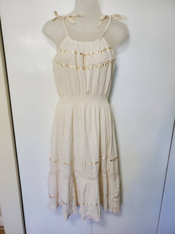 Vintage Bohemian Cream Sundress