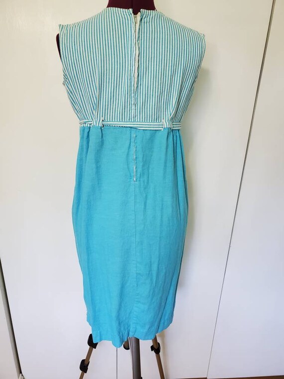 Vintage Sky Blue Striped Dress - image 3