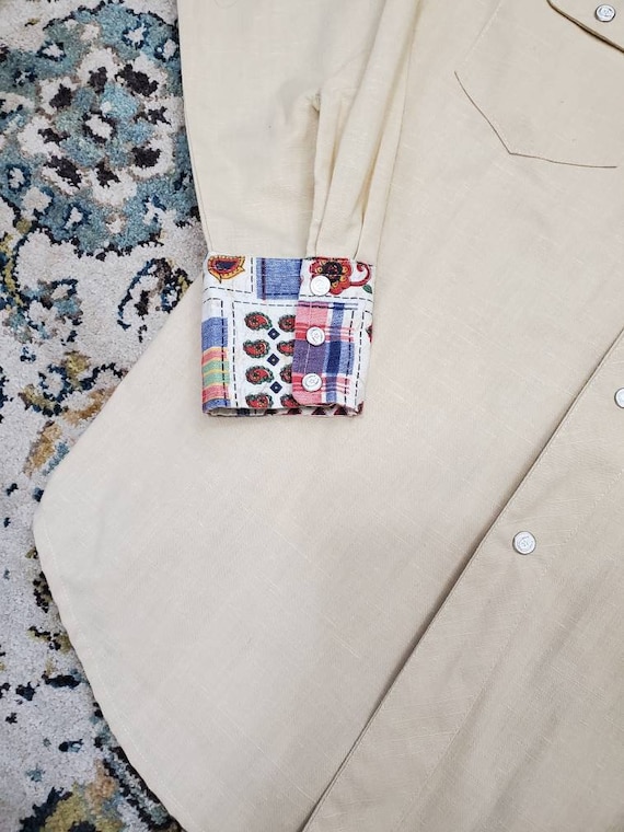 70's Handmade Patchwork Western Shirt - image 3
