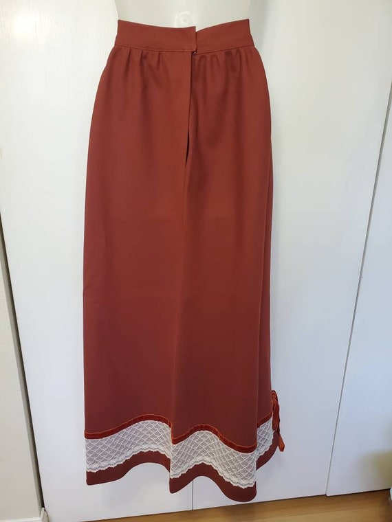 70's Handmade Lace and Velvet Maxi Skirt - image 4